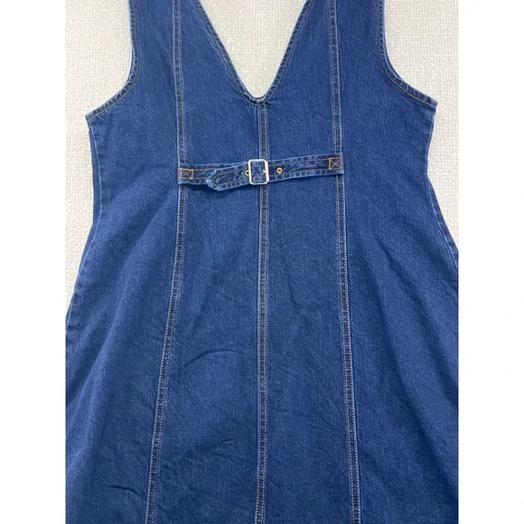 Pilcro Anthropologie Women's Denim Dress Sleeveless Button Front Belted V-Neck - Picture 11 of 14